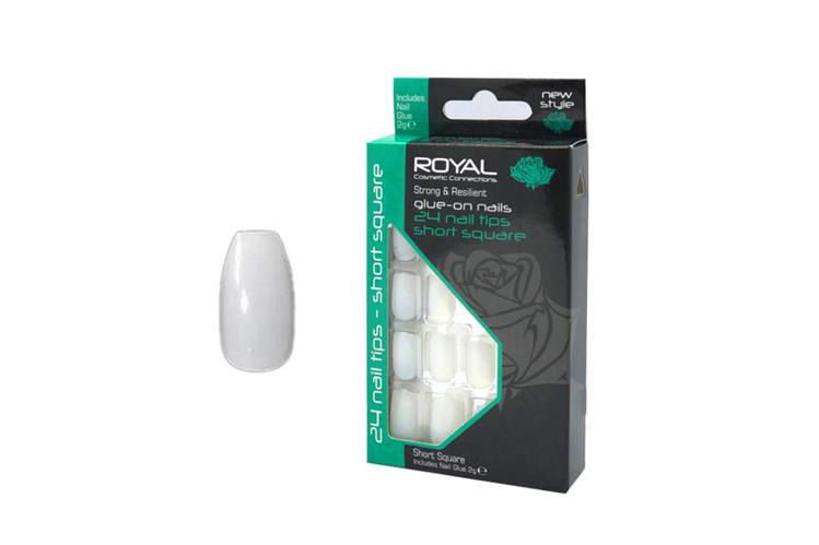 ROYAL 24 NAIL TIPS SHORT SQUARE  PLUS 2GM GLUE - Berlin Pharmacy