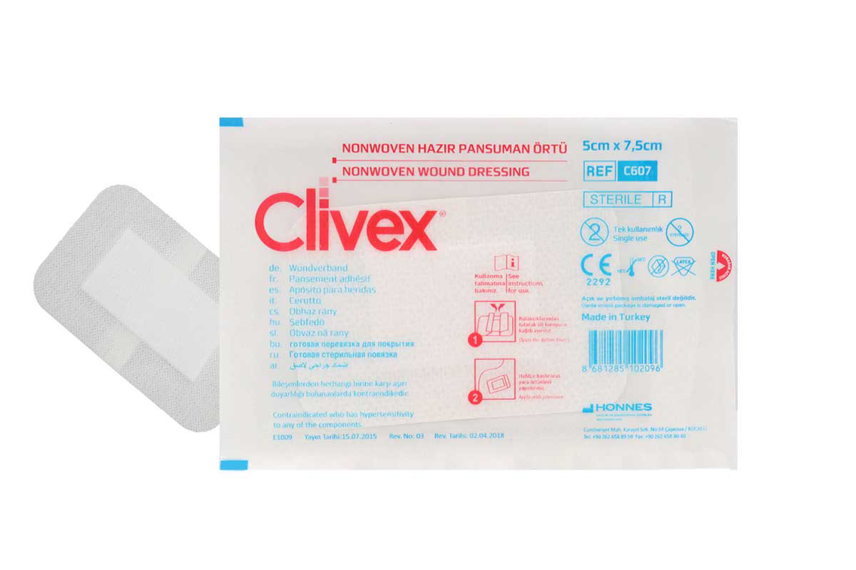 CLIVEX NONWOVEN WOUND DRESSING 5CM X 7.5CM 10PCS - Berlin Pharmacy