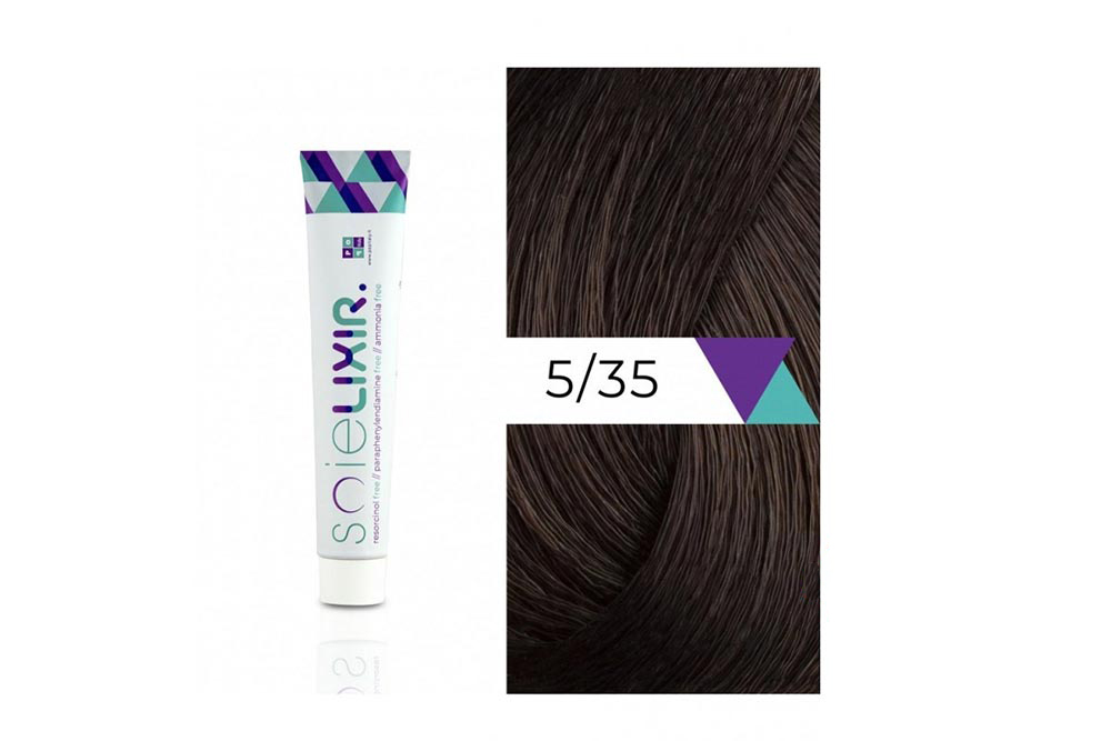 SOIELIXIR AMMONIA FREE HAIR COLOR 5/35 LIGHT GOLD MAHOGANY BROWN 100ML - Berlin Pharmacy