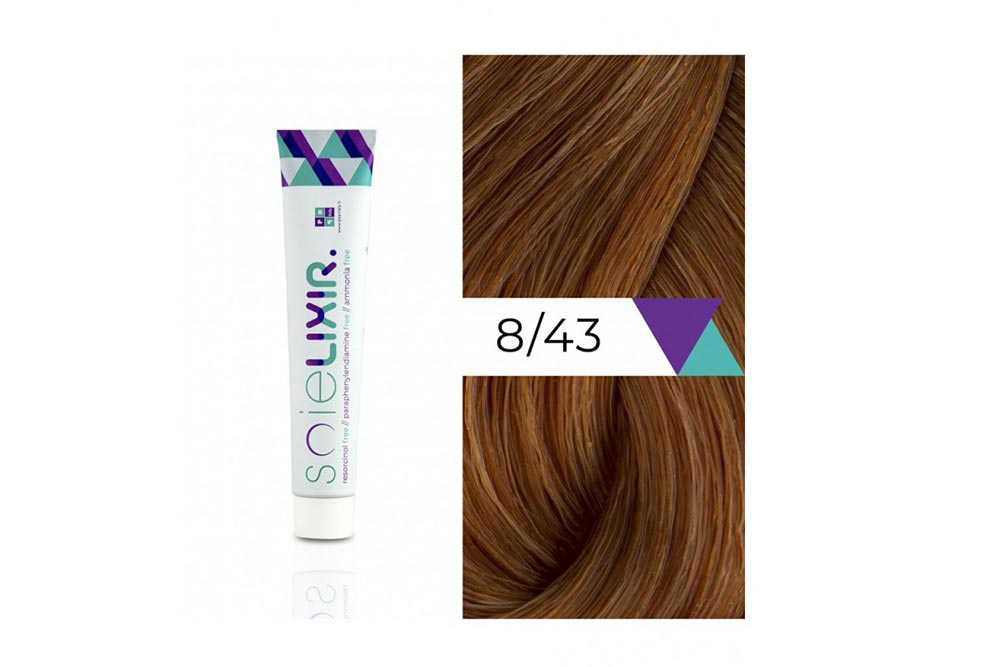 SOIELIXIR AMMONIA FREE HAIR COLOR 8/43 LIGHT COPPER GOLD BLONDE 100 ML - Berlin Pharmacy