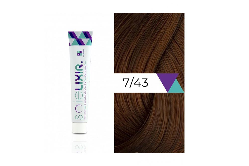 SOIELIXIR AMMONIA FREE HAIR COLOR 7/43 MEDIUM COPPER GOLD BLONDE 100 ML - Berlin Pharmacy