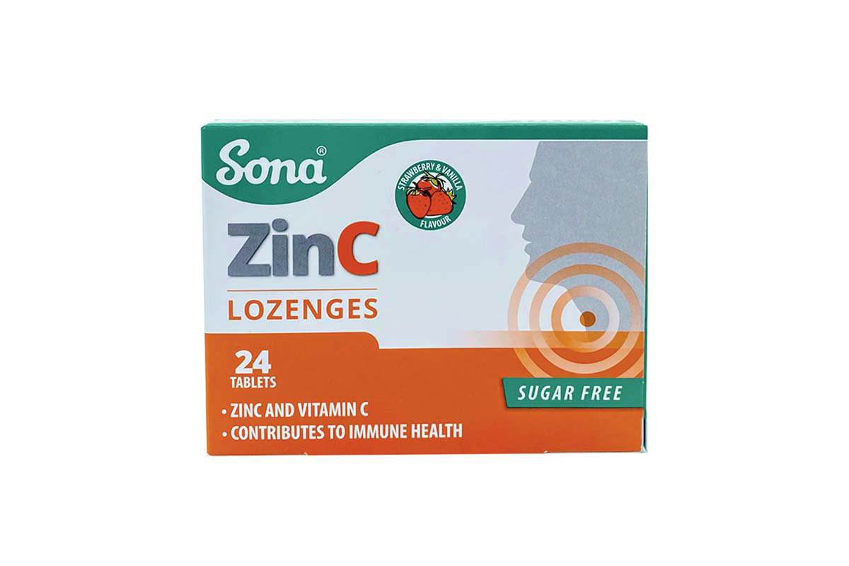 SONA ZINC AND VITAMIN C LOZENGES 24 TABLETS - Berlin Pharmacy