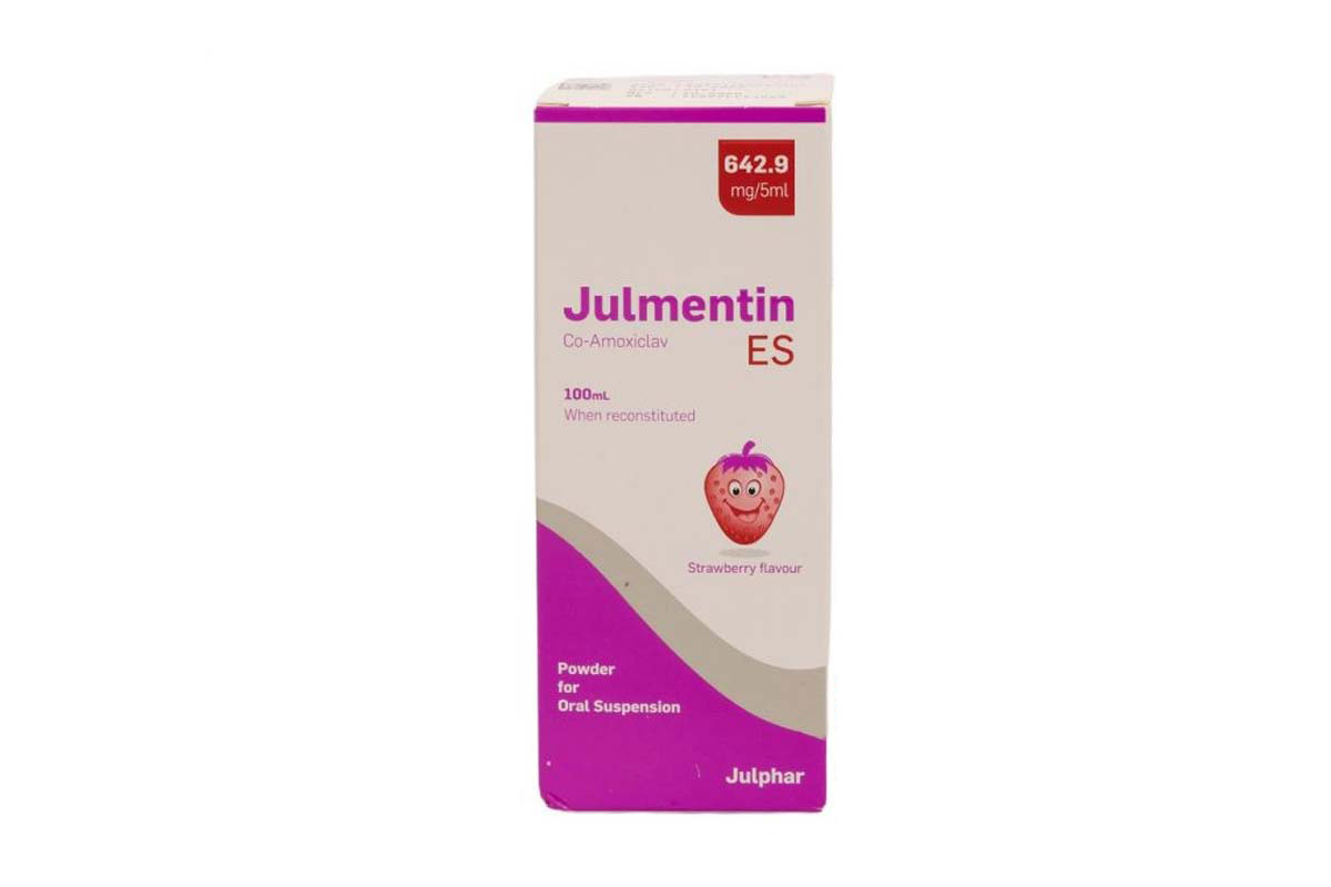 JULMENTIN ES 642.9 MG 5 ML POWDER FOR SUSPENSION STRAWBERRY FLAVOR 100 ML - Berlin Pharmacy