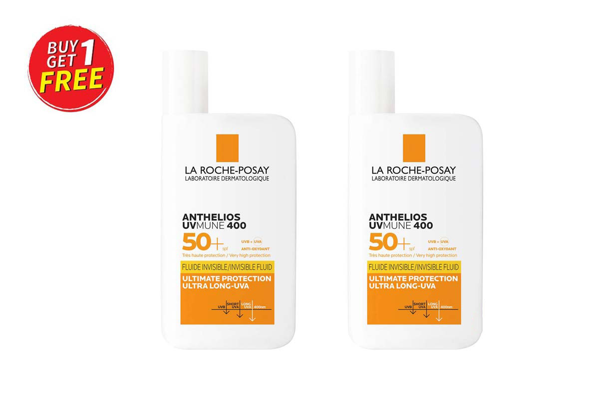 BOX BUY1GET1 LA ROCHE POSAY ANTHELIOS UV MUNE 400 SPF50 PLUS FLUIDE INVISIBLE ALL SKIN TYPES 50 ML - Berlin Pharmacy