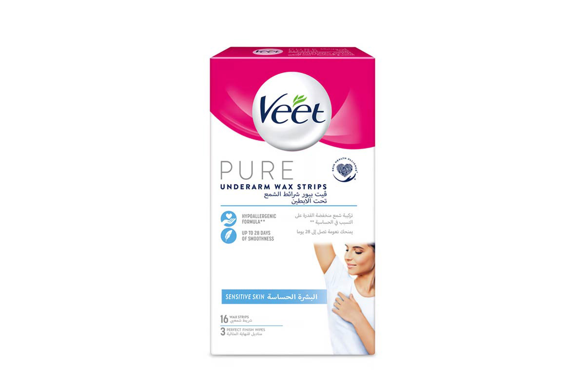 VEET PURE UNDERARM WAX SENSITIVE SKIN 16 STRIPS - Berlin Pharmacy