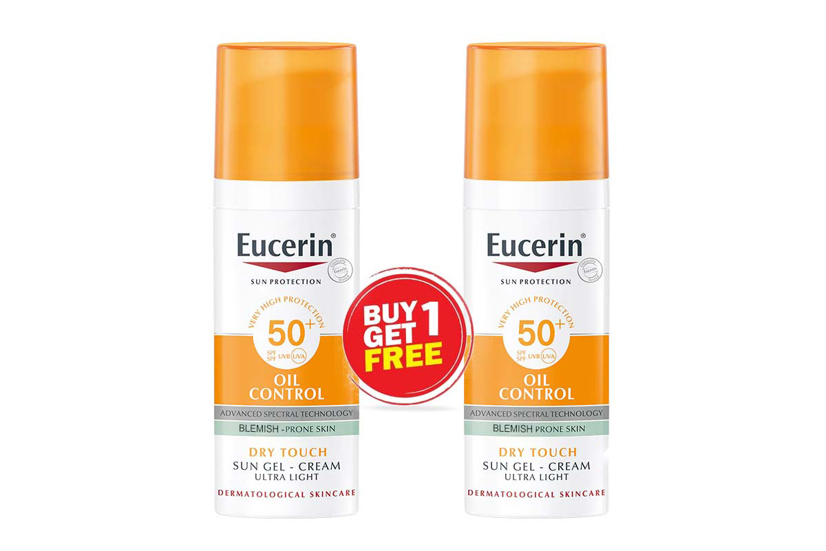 BOX BUY1GET1 EUCERIN OIL CONTROL SPF50 PLUS DRY TOUCH SUN GEL CREAM 50 ML - Berlin Pharmacy