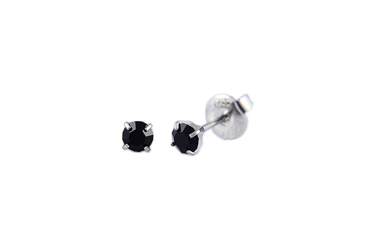 PRIMED EAR PIERCING 31-413 S/S 4MM CRYSTAL JET - Berlin Pharmacy