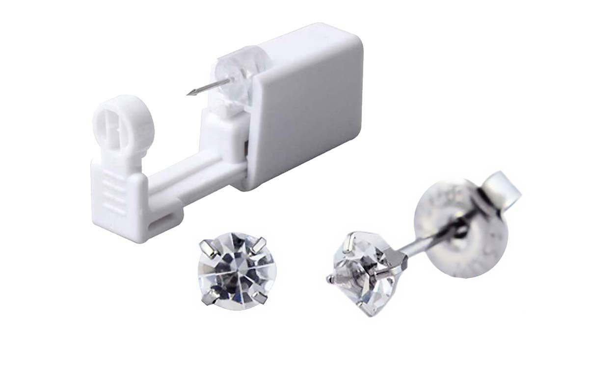 PRIMED EAR PIERCNG 31-404 - 4MM CRYSTAL APRIL - CLEAR WITH GUN - Berlin Pharmacy