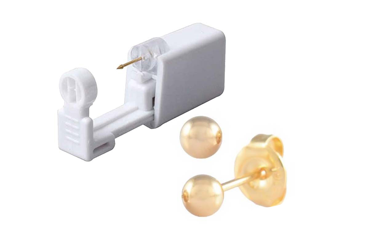 PRIMED EAR PIERCING 24-451 G/P 4MM BALL WITH GUN - Berlin Pharmacy