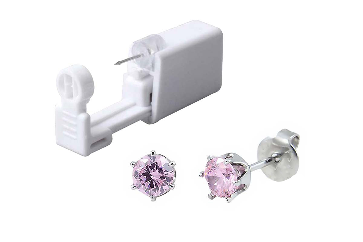 PRIMED EAR PIERCING 61-515 S/S 5MM CZ PINK WITH GUN - Berlin Pharmacy