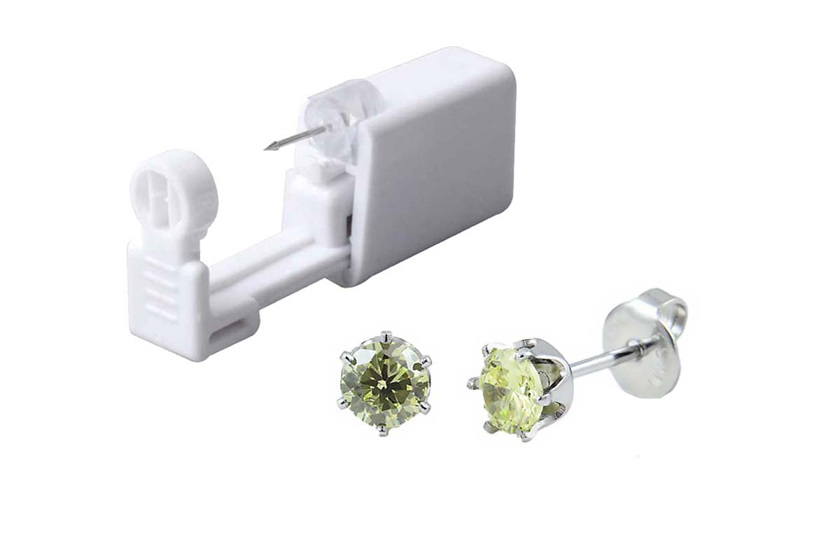 PRIMED EAR PIERCING 61-520 S/S 5MM CZ APPLE GREEN WITH GUN - Berlin Pharmacy