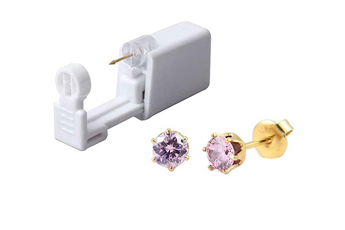 PRIMED EAR PIERCING 62-515 G/P 5MM CZ PINK WITH GUN - Berlin Pharmacy