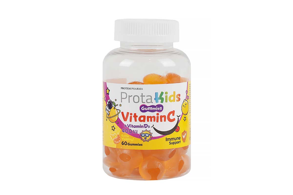 PROTEM PHARMA PROTA KIDS VITAMIN C PLUS VITAMIN D3 - 400 IU 60 GUMMIES - Berlin Pharmacy