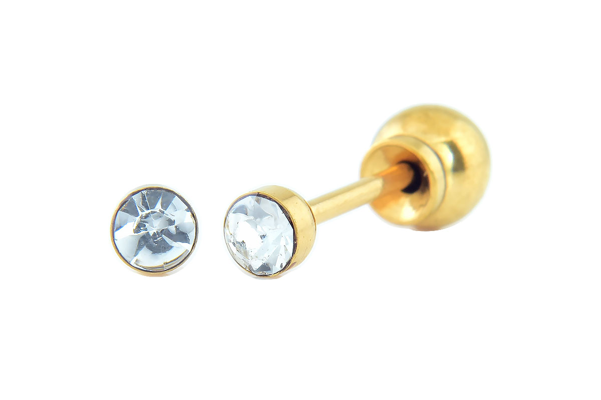 PRIMED EAR PIERCING Q8-032 G/P 3MM HEAD 2MM CRYSTAL CLEAR - Berlin Pharmacy