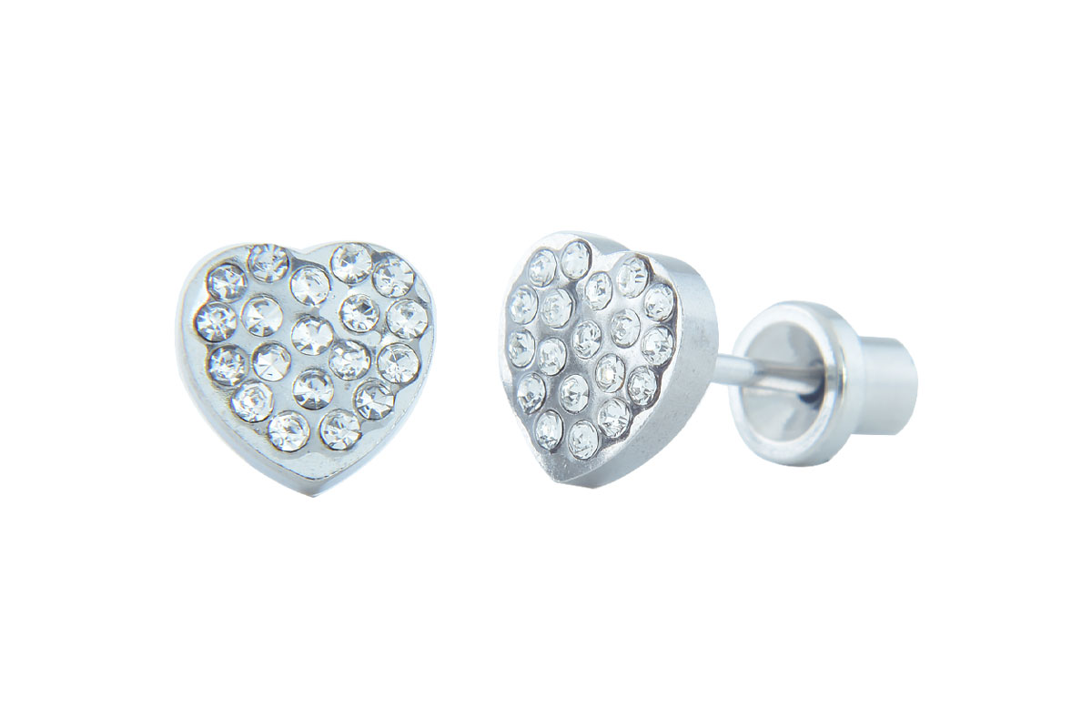 PRIMED EAR PIERCING Q8-033SSH S/S7MM HEART CRYSTAL - Berlin Pharmacy