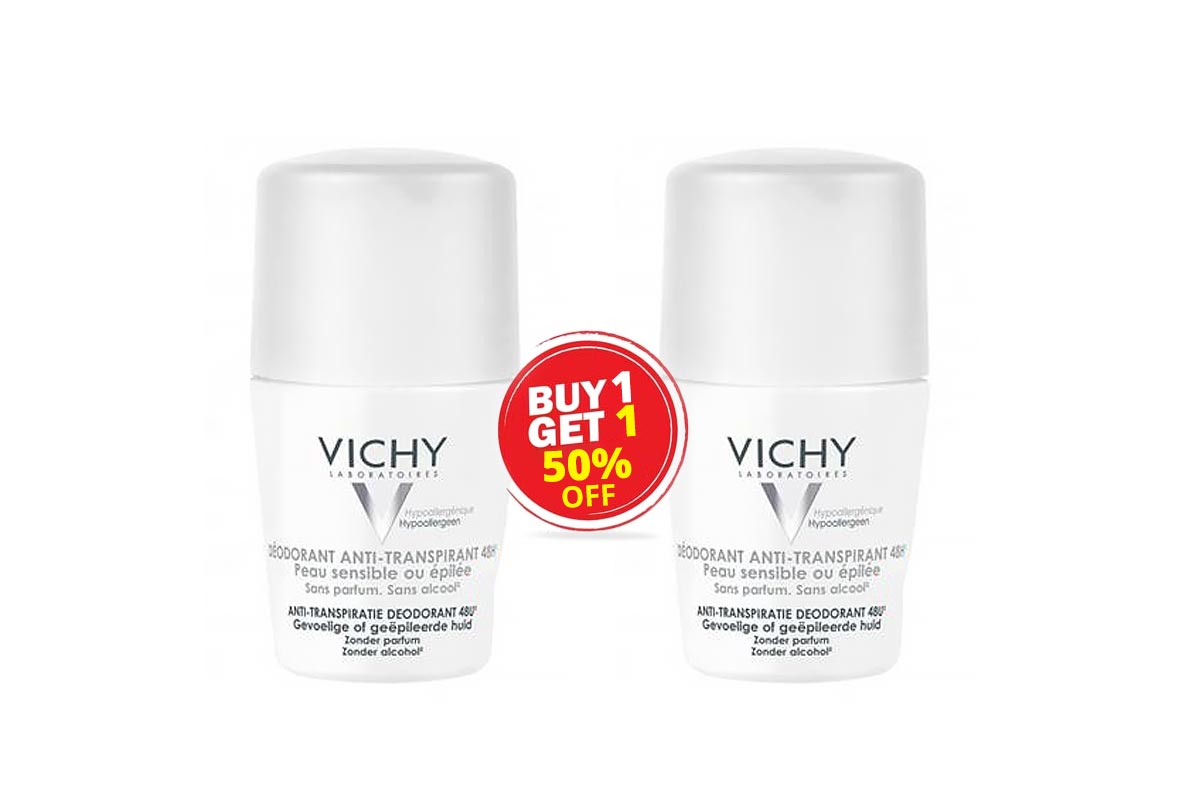 BOX VICHY DEODORANT BUY1GET1 50% OF ANTI TRANSPIRANT 48H WHITE 50 ML - Berlin Pharmacy