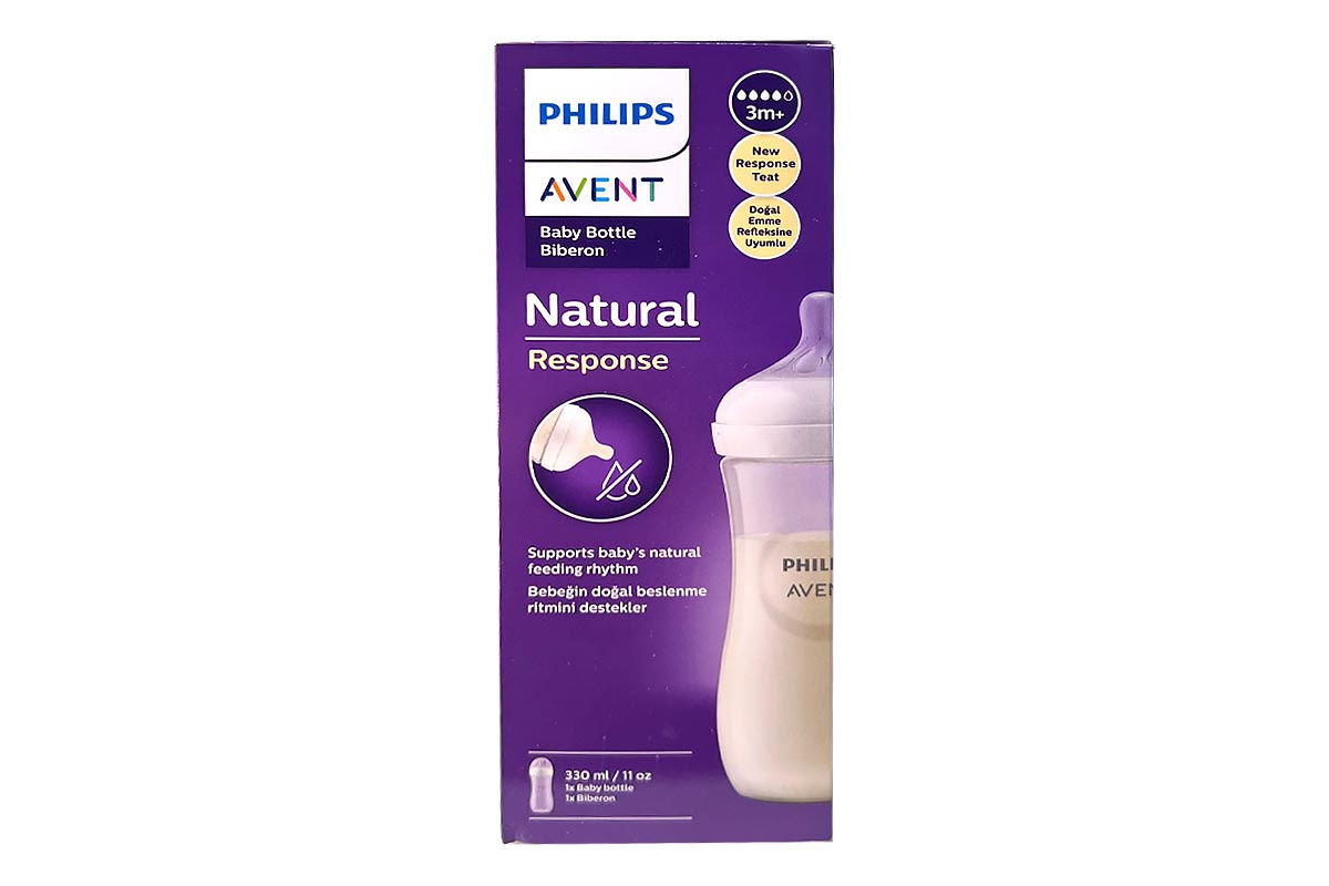 PHILIPS AVENT NATURAL RESPONSE PLASTIC BOOTLE BIBERON 3 MONTHS PLUS 330 ML - Berlin Pharmacy