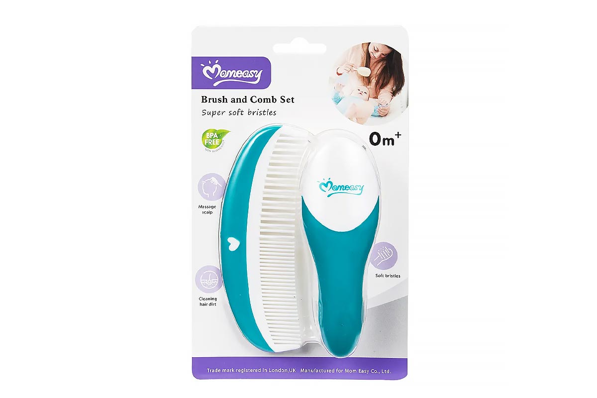 MOMEASY BRUSH AND COMB SET FROM 0 MONTH COLOR GREEN - Berlin Pharmacy