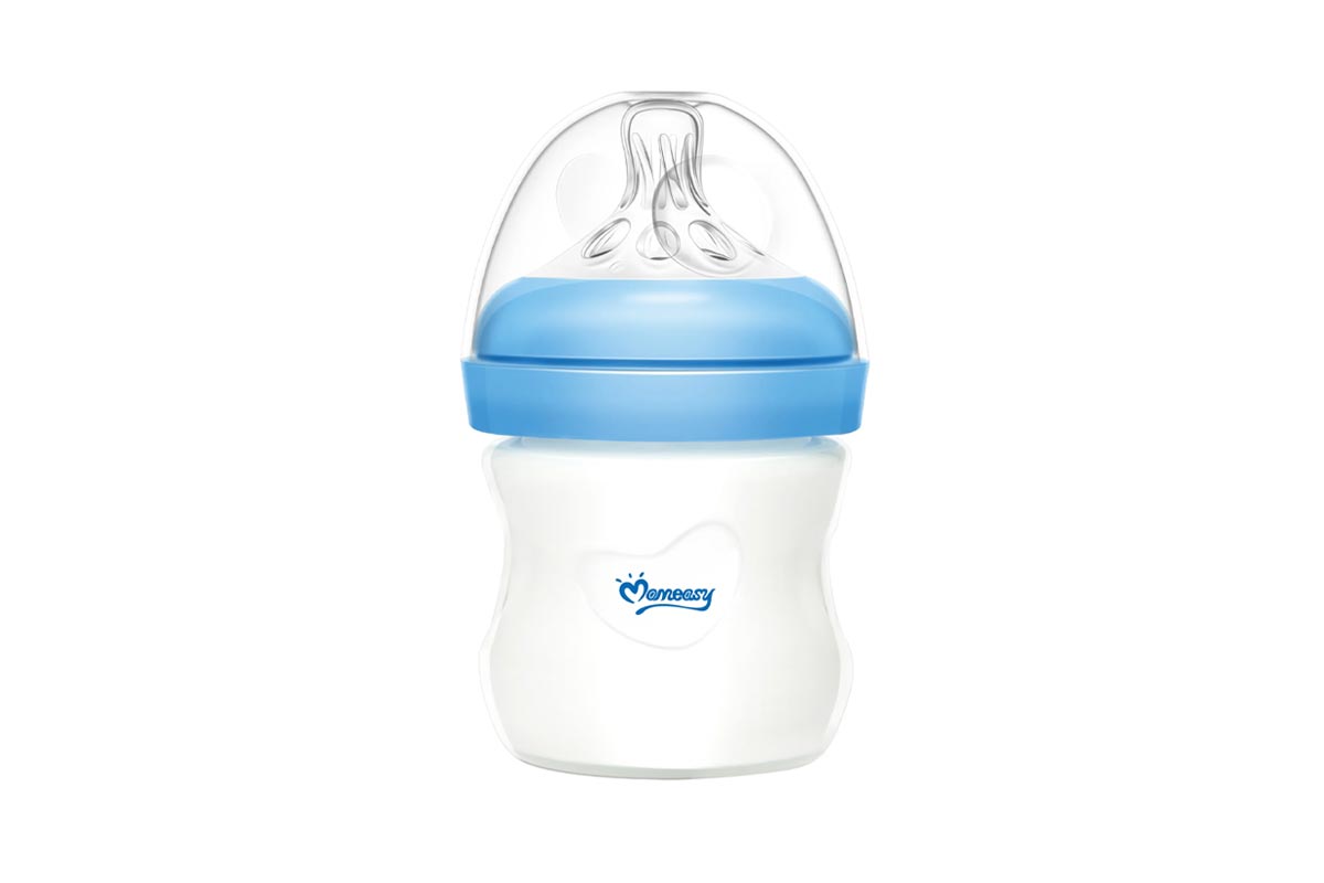 MOMEASY WIDE NECK GLASS FEEDING BOTTLE FROM 0 MONTH COLOR BLUE 120 ML - Berlin Pharmacy