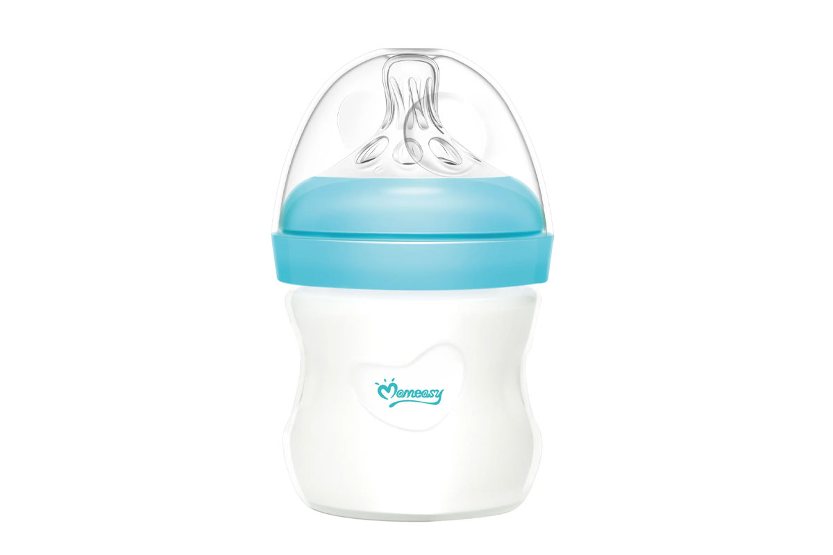 MOMEASY WIDE NECK GLASS FEEDING BOTTLE FROM 0 MONTH COLOR BLUE GREEN 120 ML - Berlin Pharmacy