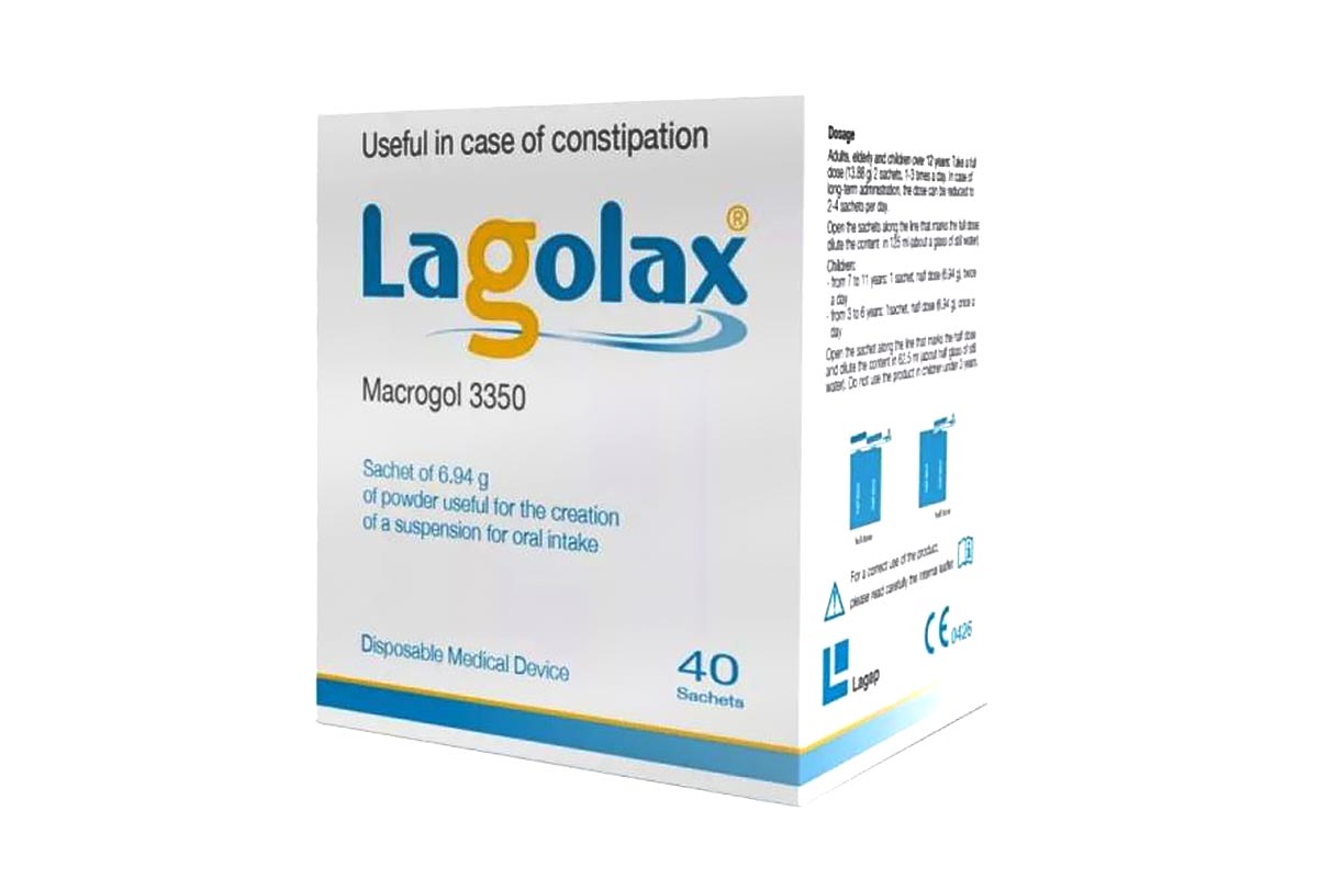 LAGOLAX MACROGOL 3350 - 6.94 G - 40 SACHETS - Berlin Pharmacy