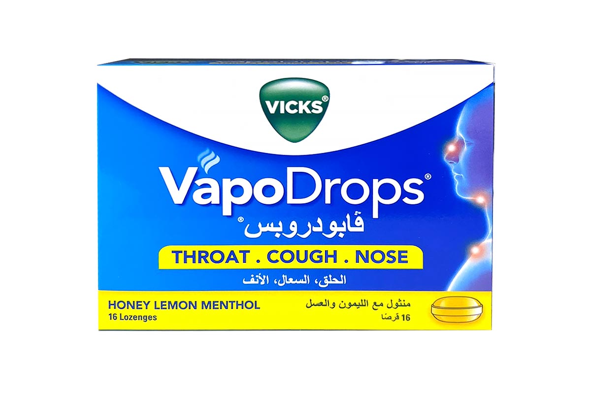 VICKS VAPODROPS HONEY LEMON MENTHOL 16 LOZENGES - Berlin Pharmacy