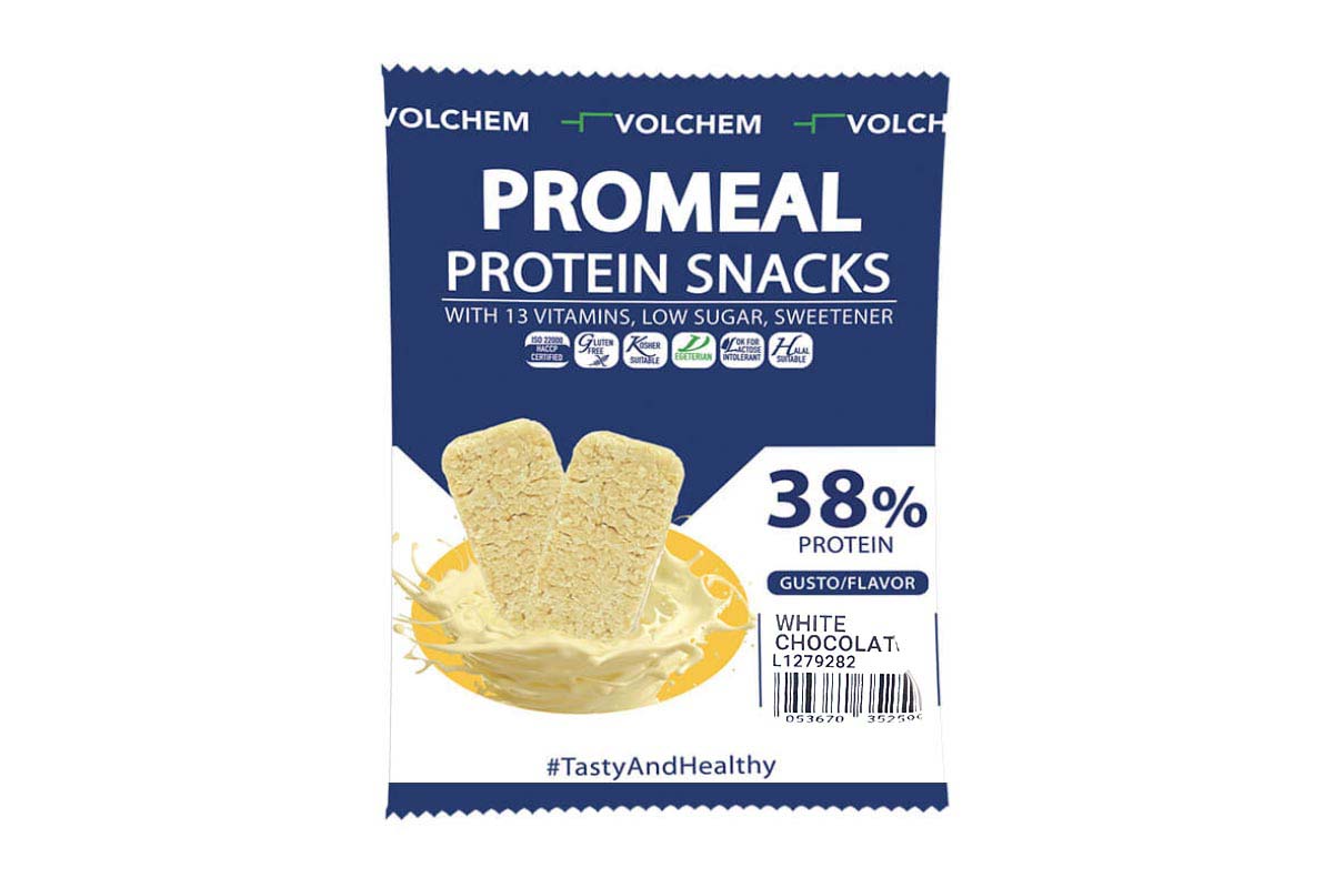 VOLCHEM PROMEAL XL PROTEIN SNACKS WHITE CHOCOLATE 37.5 GM 1 PIECE - Berlin Pharmacy