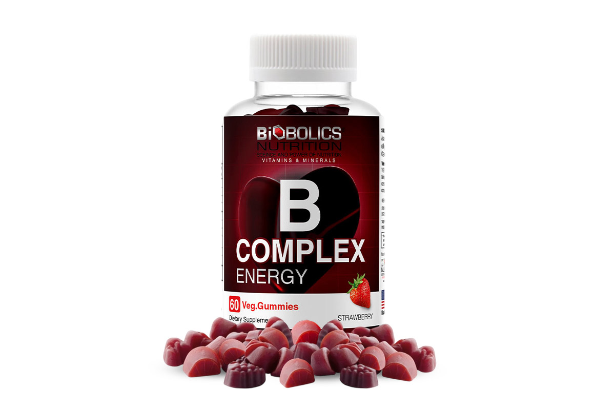 BIOBOLICS B COMPLEX ENERGY STRAWBERRY 60 VEG GUMMIES - Berlin Pharmacy