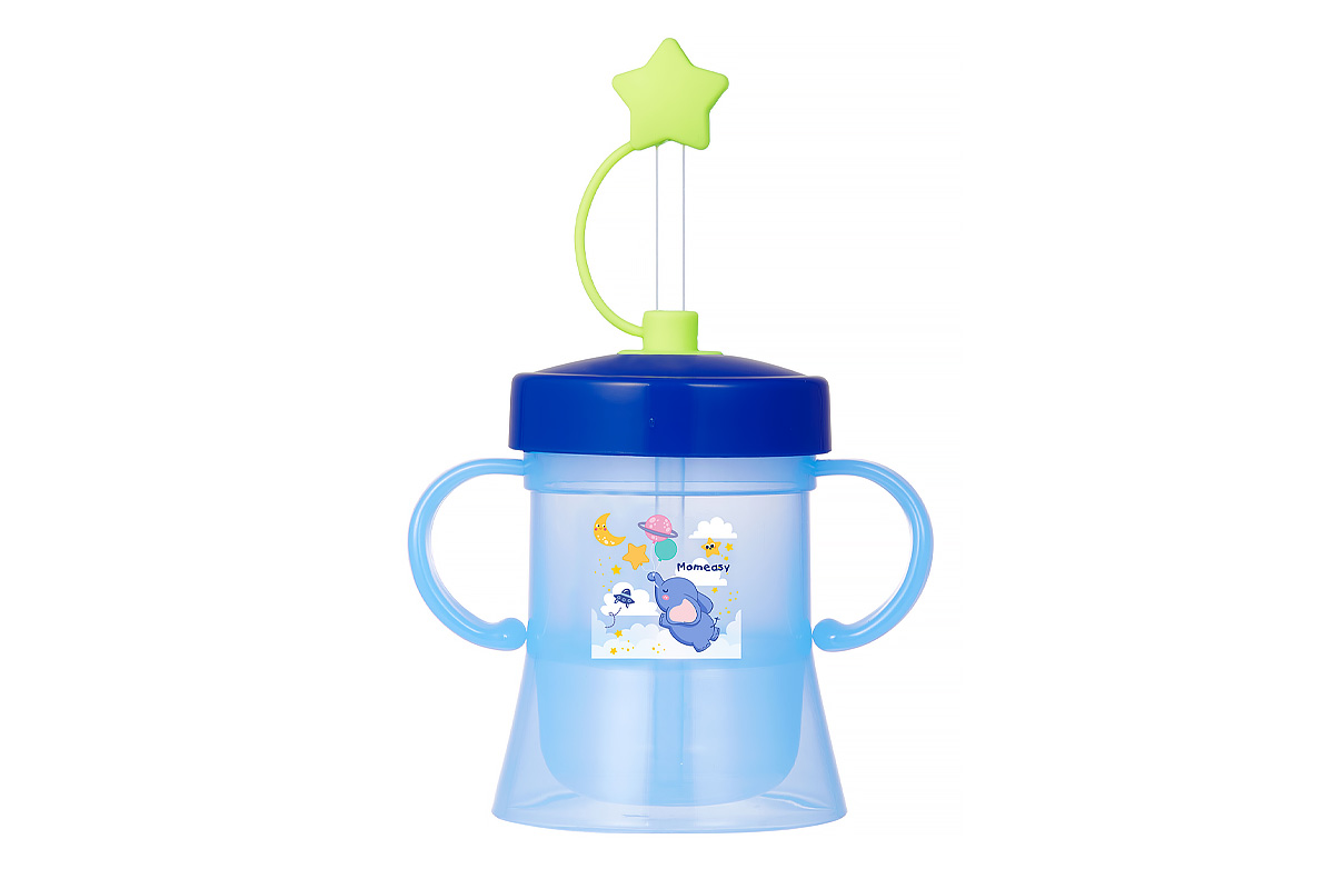 MOMEASY BABY STRAW CUP  FOR BOYS COLOR  BLUE 18 MONTHS PLUS 180 ML - Berlin Pharmacy