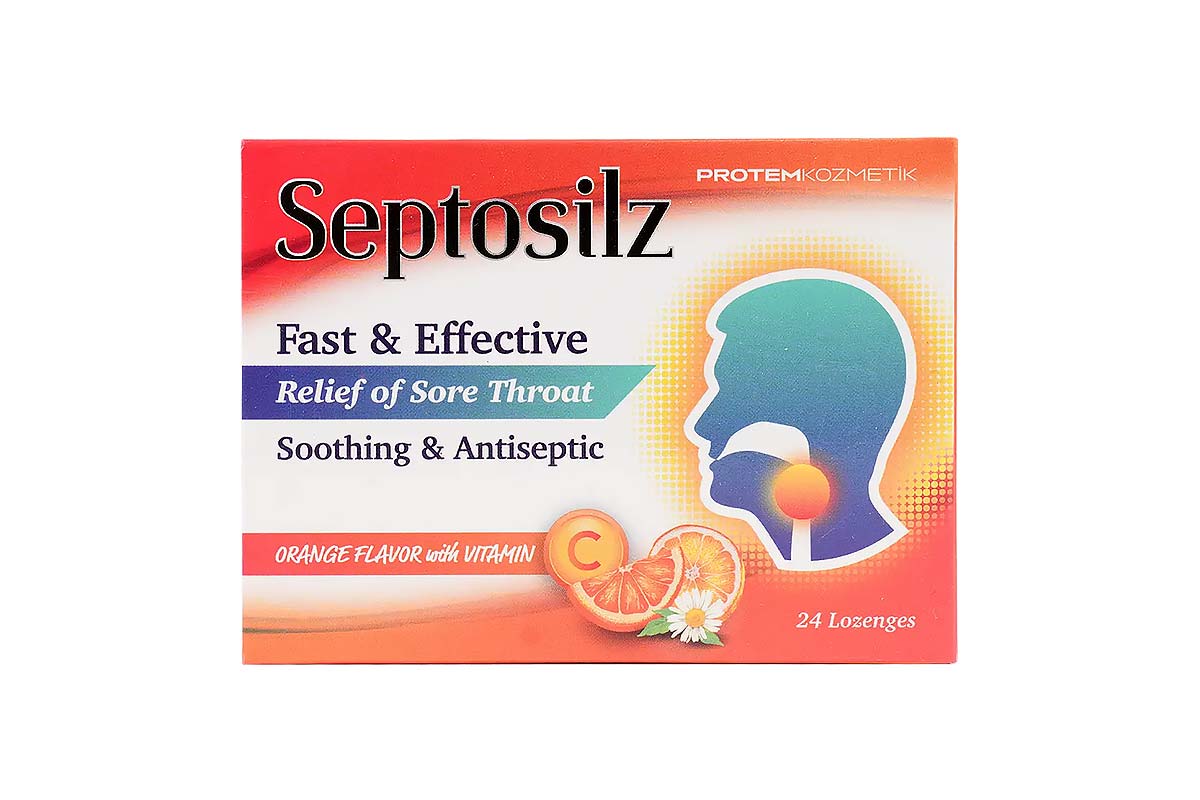 SEPTOSILZ ORANGE FLAVOR WITH VITAMIN C 24 LOZENGES - Berlin Pharmacy