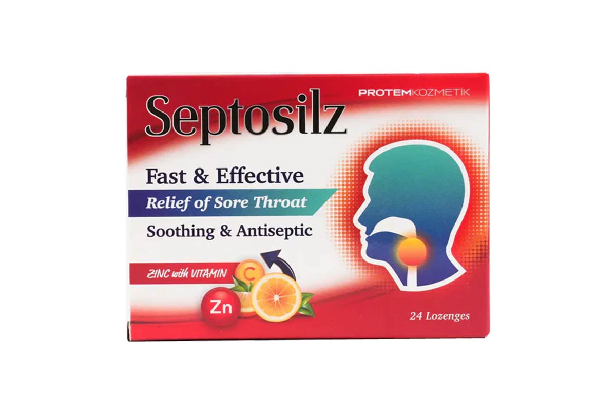 SEPTOSILZ ZINC WITH VITAMIN C 24 LOZENGES - Berlin Pharmacy