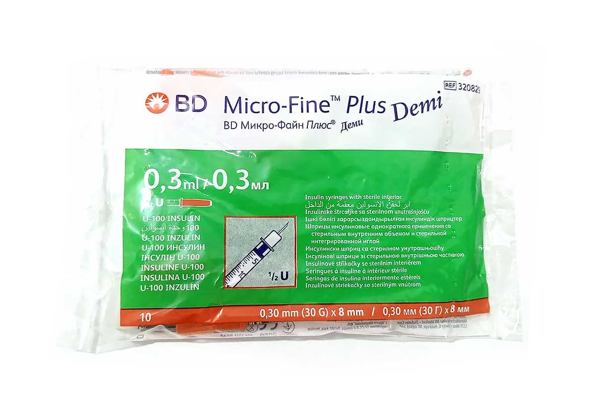 BD MICRO FINE PLUS DEMI 0.3 ML INSULIN SYRINGE 30 G X 8 MM 10 PCS - Berlin Pharmacy