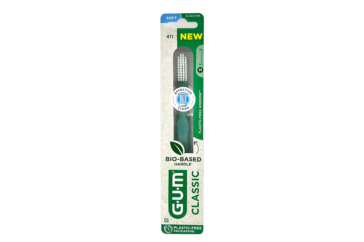 GUM CLASSIC SOFT TOOTHBRUSH COLOR GREEN 411 - Berlin Pharmacy