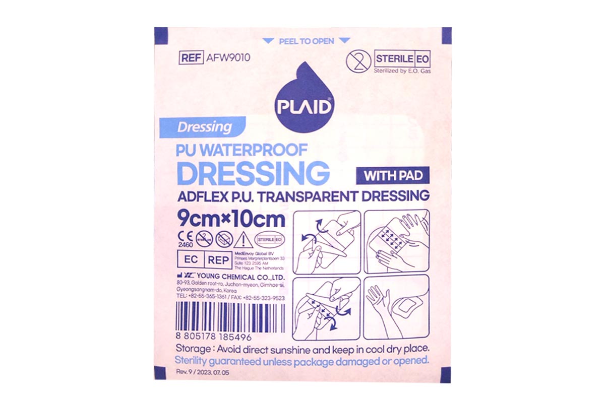 PLAID PU WATERPROOF DRESSING WITH PAD 9CM X 10CM 1PCS - Berlin Pharmacy