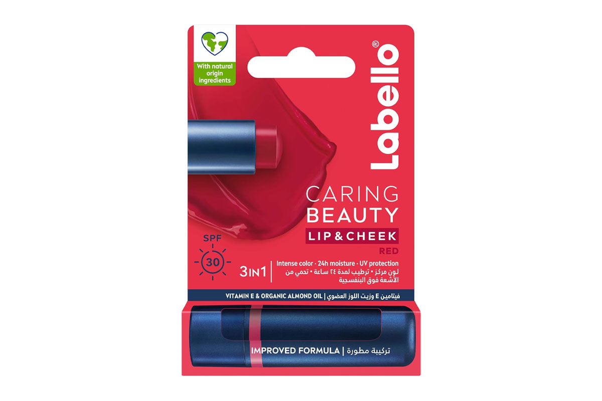 LABELLO CARING BEAUTY LIP AND CHEEK SPF 30 - 3IN1 RED 4.8GM - Berlin Pharmacy