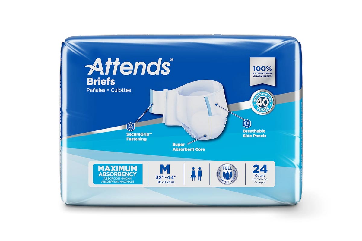 اتيندس حفاضات للكبار بنظام بريفز أقصى امتصاص مقاس متوسط ​​(32-44) 24 قطعة - صيدلية برلين
