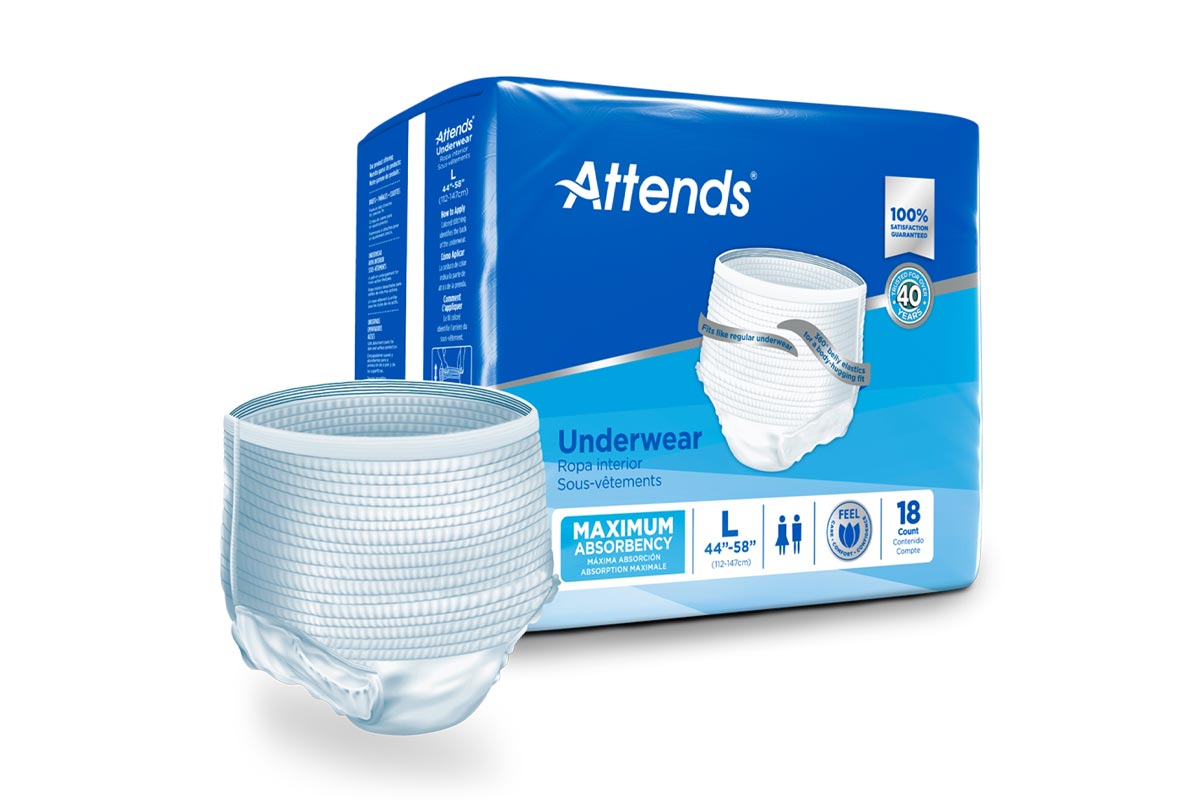 اتيندس حفاضة ملابس داخلية لسلس البول للبالغين مقاس لارج ​​(44-58) 18 قطعة - صيدلية برلين