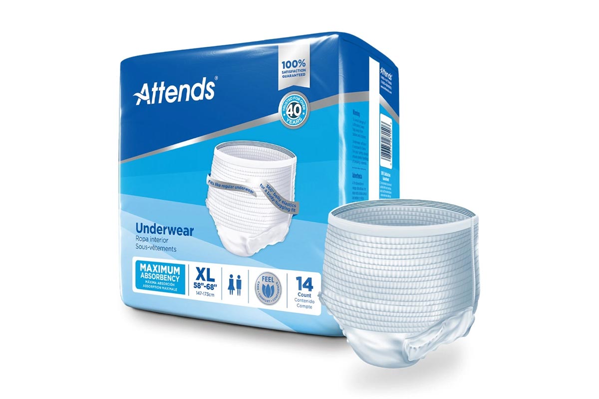 اتيندس حفاضة ملابس داخلية لسلس البول للبالغين مقاس اكس لارج ​​(58-68) 14 قطعة - صيدلية برلين