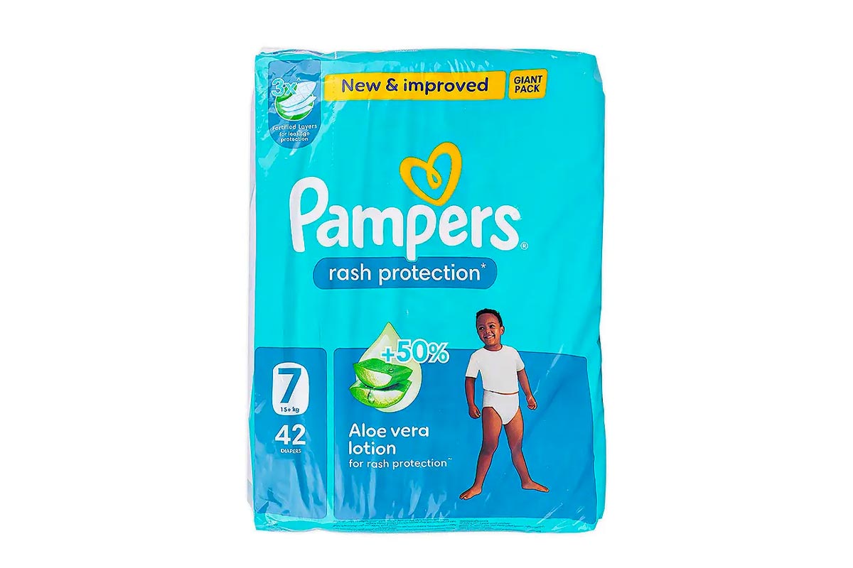 بامبرز حفاضات للاطفال غنية بلوشن الصبار للحماية من التسلخات رقم 7 (+15 كجم) 42 حفاضة - صيدلية برلين